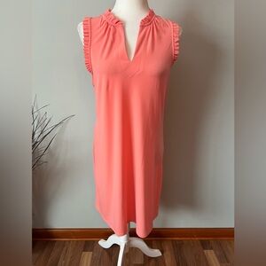 Michael Kors Coral Ruffle women’s dress v neck mini size M